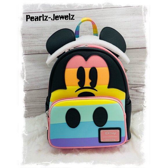 Loungefly Disney Mickey Mouse Pastel Rainbow Figural Cosplay Mini Backpack NWT